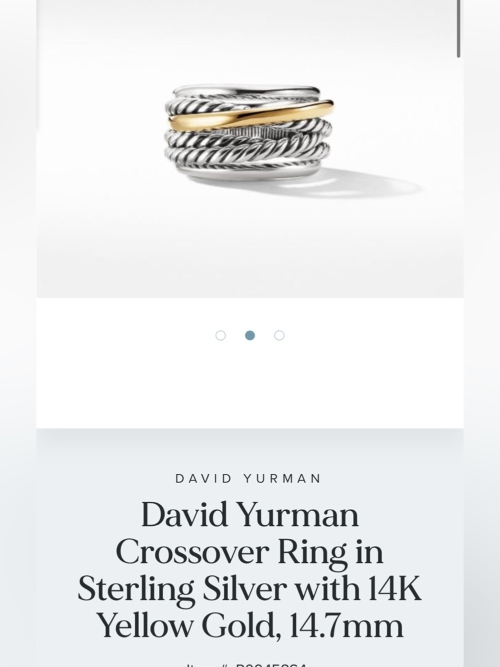 Authentic David yurman two tone crossover ring size 8